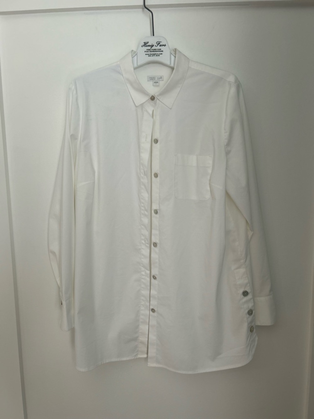 J. Jill White Long-Sleeve Button-Front Shirt with Button side design